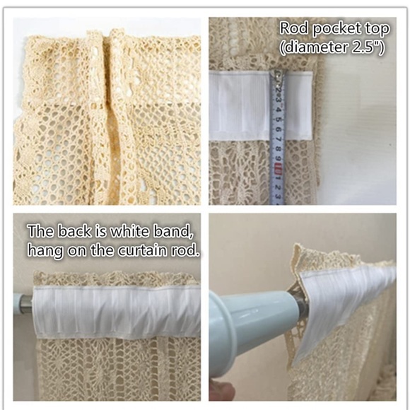 (1) Large Panel Boho Crochet Curtains - Picture 8 of 8